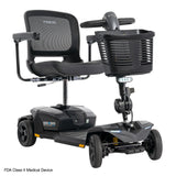 Pride Go Go Endurance AL+ 4-Wheel mobility scooter in Euro Grey, right-facing three-quarter view