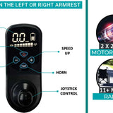 ComfyGo IQ-Carbon joystick controller with LCD display, power, speed and horn buttons, fits either armrest