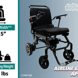 ComfyGo IQ-Carbon seating width 20.5 inches, 300 lbs. capacity, airline and cruise approved battery
