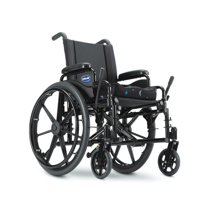 Invacare 9000 Jymni pediatric wheelchair in a black frame, three-quarter view, shown without front riggings