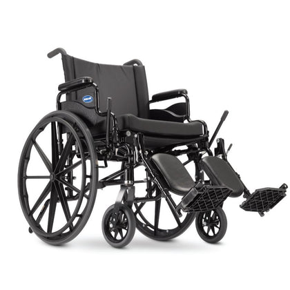 Invacare 9000 XDT heavy-duty wheelchair, three-quarter view with elevating legrests