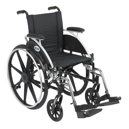 Drive Viper Jr. Wheelchair with swing-away footrests, three-quarter view facing right