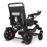 ComfyGo Majestic 440 HD Plus rear three-quarter view with the storage pouch on the backrest