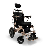 ComfyGo Majestic IQ-9000 AR power wheelchair, bronze frame with the standard black seat, three-quarter front view.
