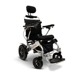ComfyGo Majestic IQ-9000 AR power wheelchair, silver frame with the standard black seat, three-quarter front view.