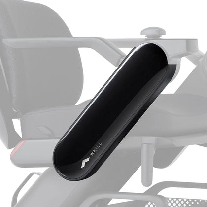 WHILL Model C2 arm cover in black, fitted to the chair