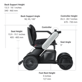 WHILL Model C2 measured dimension drawing