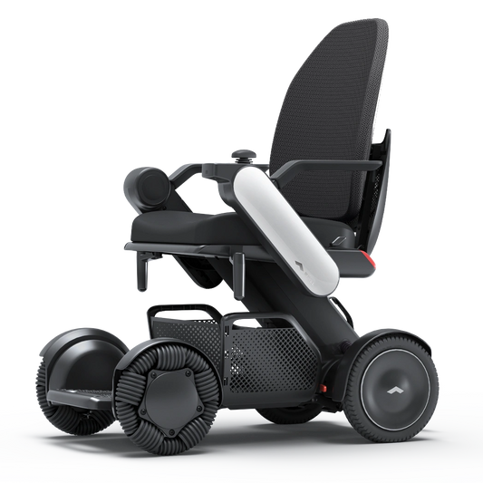 WHILL Model C2 High Back seat fitted to a power wheelchair