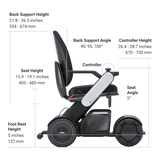 WHILL Model C2 High Back measured dimension drawing