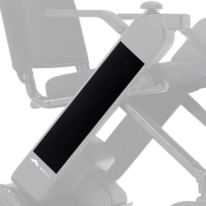 WHILL Model F arm cover in black, fitted to the chair