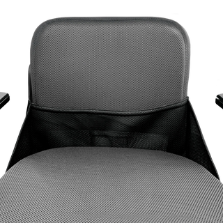 WHILL clothes guard fitted to a Model F power wheelchair