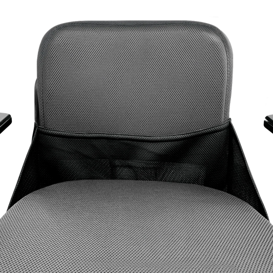 WHILL clothes guard fitted to a Model F power wheelchair