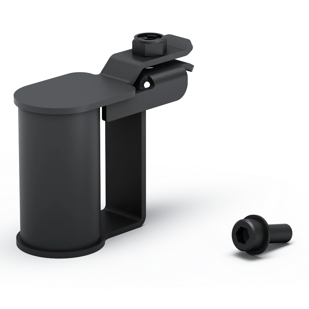 WHILL accessory mount bracket fitted to the armrest of a Model R mobility scooter