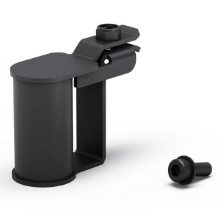 WHILL accessory mount bracket fitted to the armrest of a Model R mobility scooter