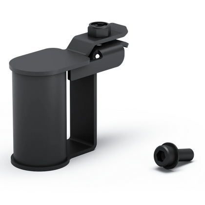 WHILL accessory mount bracket fitted to the armrest of a Model R mobility scooter