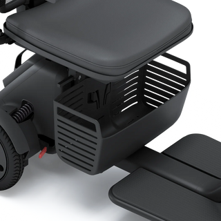WHILL underseat basket fitted to a Model R mobility scooter