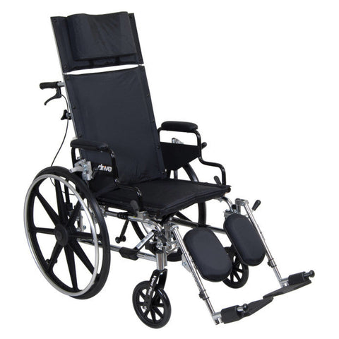 Drive Viper Plus Reclining Wheelchair upright, three-quarter view facing right