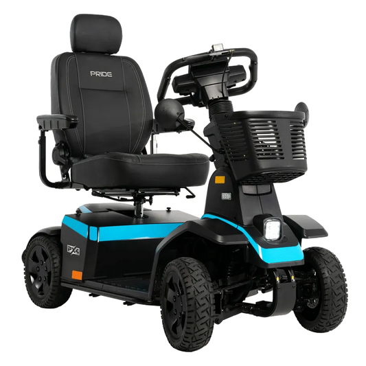 Pride PX4 heavy-duty mobility scooter, right-facing three-quarter view