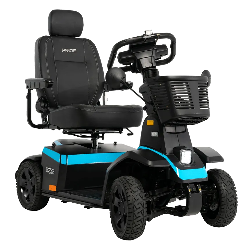 Pride PX4 heavy-duty mobility scooter, right-facing three-quarter view