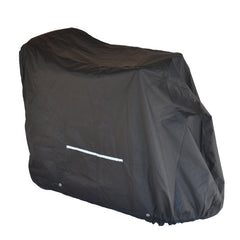 A weather cover over a mobility scooter