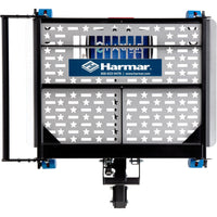 Harmar AL300HD Fusion vehicle lift with the platform folded up, front view