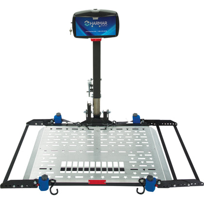 Harmar AL301XL Fusion vehicle lift with the platform lowered, front view