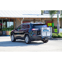 Harmar AL500HD installed on the hitch of an SUV, seen from behind