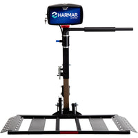 Harmar AL560 automatic power wheelchair lift with the platform lowered, front view