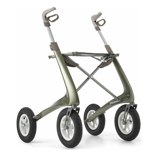 byACRE Carbon Overland Rollator, Defender Green, three-quarter front view