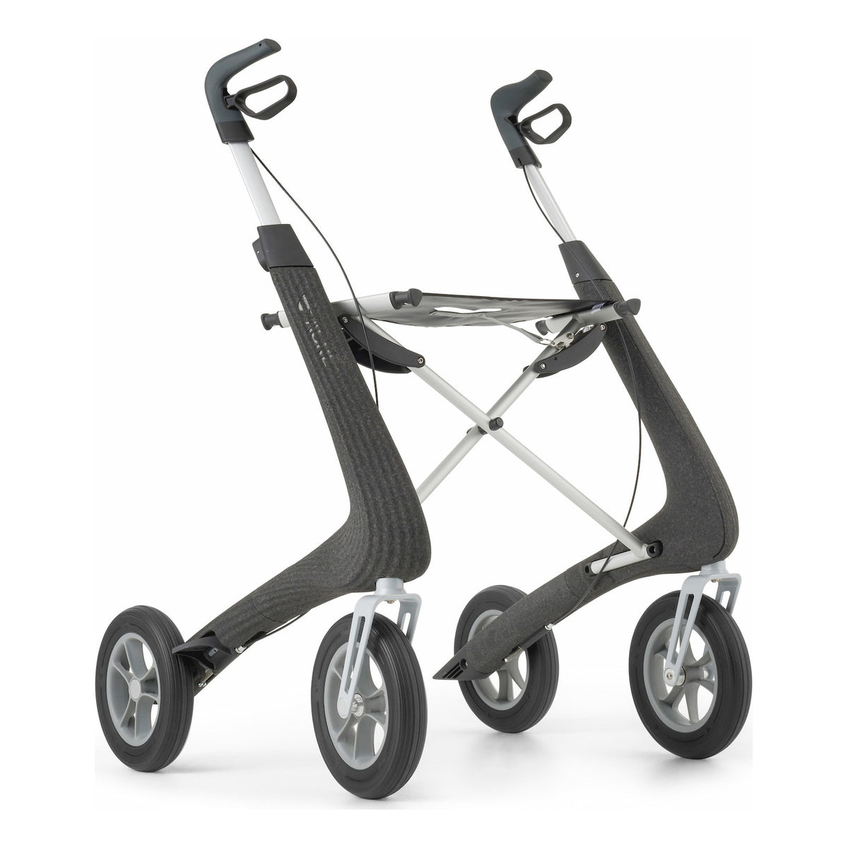 byACRE Nordic Pioneer Rollator, Granite Black, three-quarter front view