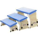 The three sizes of the Axis therapy bench, small, medium and large