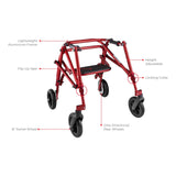 Circle Specialty diagram of the Klip with seat and 8" front swivel wheels