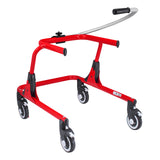 The guide bar add-on, for the caregiver, mounted at the front of a red Pivot