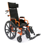 Circle Specialty Ziggo Pro pediatric reclining wheelchair, 12" seat, orange frame