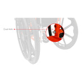 Circle Specialty diagram of the dual axle, which sets the seat 15" or 16" from the floor