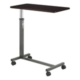 The Drive non-tilt overbed table 13067 with a walnut top on a silver vein H base