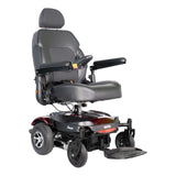 Merits Dualer power wheelchair, right side view with the seat lowered