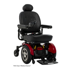 Pride Jazzy Elite HD power wheelchair in Jazzy Red, three-quarter view