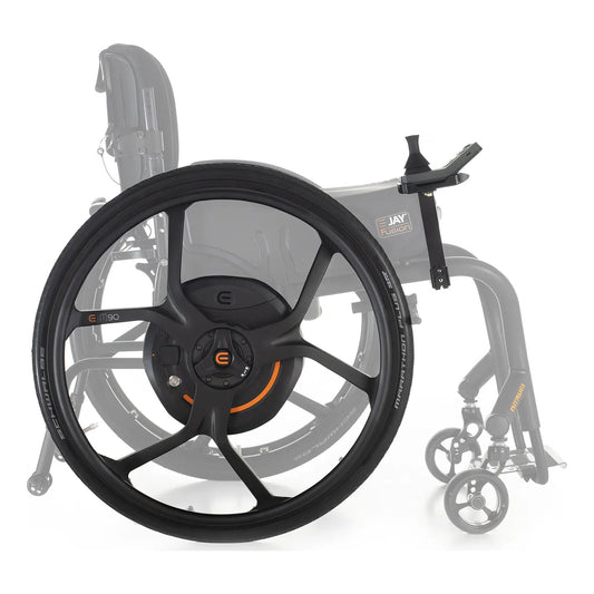 Empulse M90 wheels on a manual wheelchair with the Dual Controller