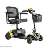 Pride Go Go Elite Traveller 2 4-Wheel mobility scooter with Chell-o interchangeable panels, three-quarter view