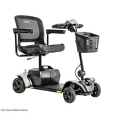 Pride Go Go Elite Traveller 2 4-Wheel mobility scooter with White interchangeable panels, three-quarter view
