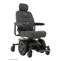 Pride Jazzy EVO 613 power wheelchair in Black, three quarter view