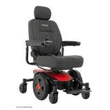 Pride Jazzy EVO 613 power wheelchair in Red, three quarter view