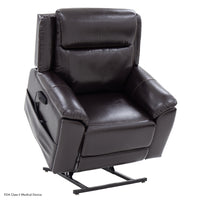 Pride Sitting Pretty Evolution LC-435 lift chair in Sta-Kleen Chestnut, lifted position