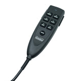 The Hi-Low wired remote, with buttons for the head, the foot, the bed height and the flashlight