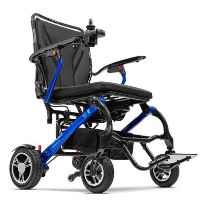 Forcemech Carbon F1 power wheelchair in blue