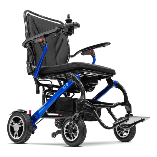 Forcemech Carbon F1 power wheelchair in blue