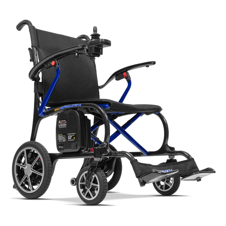 Forcemech Ultralite G10 power wheelchair in blue