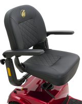 Golden Companion 3-Wheel Mid-Size quilted high back seat and armrests, close-up