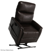 Pride Sitting Pretty Genesis LC-150 lift chair in Lexis Vinyl Chestnut, lifted position